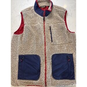Orvis Vest High Pile Sherpa Fleece Oatmeal Outdoor Hiking Mesh Lined Men's LG